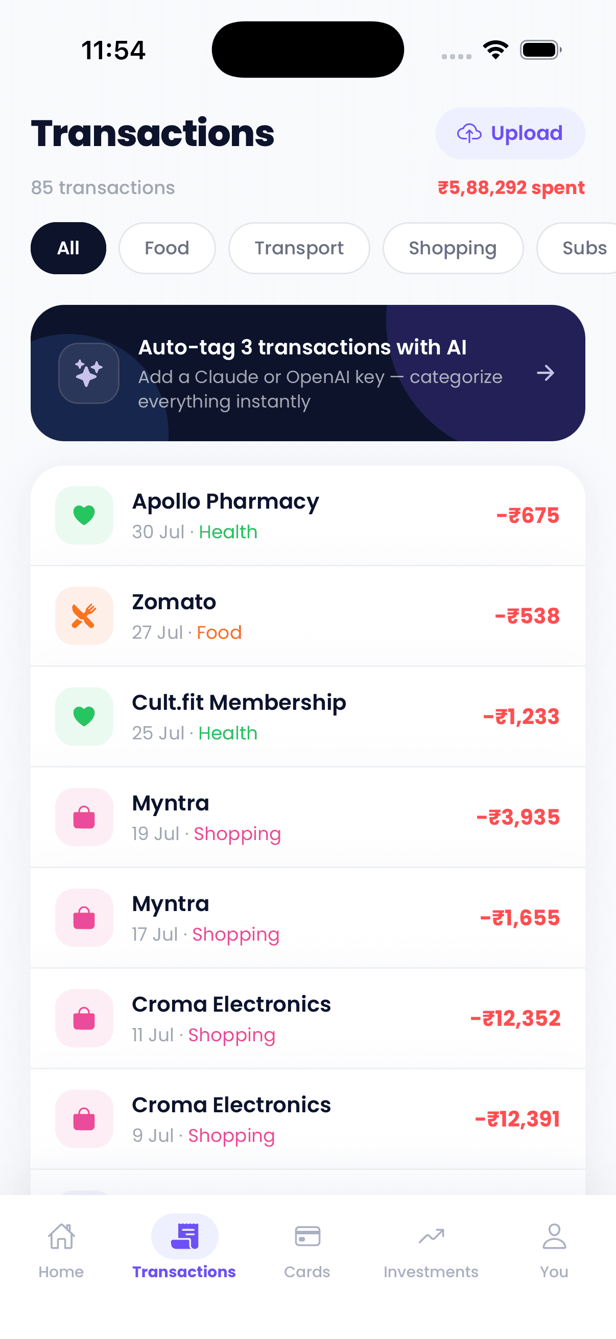 Every transaction, sorted for you